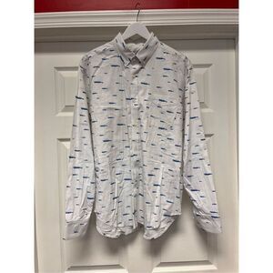 Altru White Whale Motif Button Down Shirt sz L